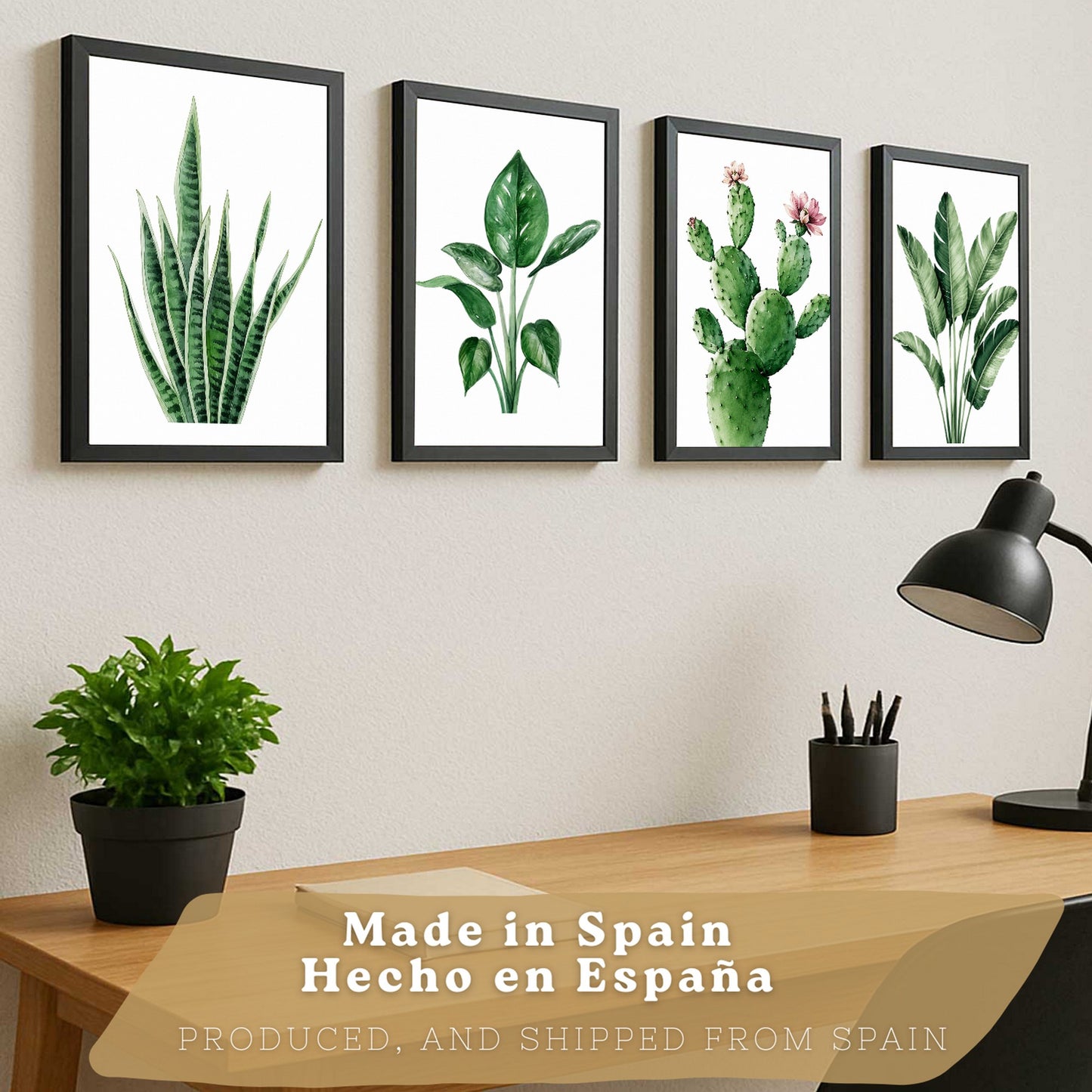 Posters decorativos Botánicos Tropicales con Hojas Verdes y Cactus