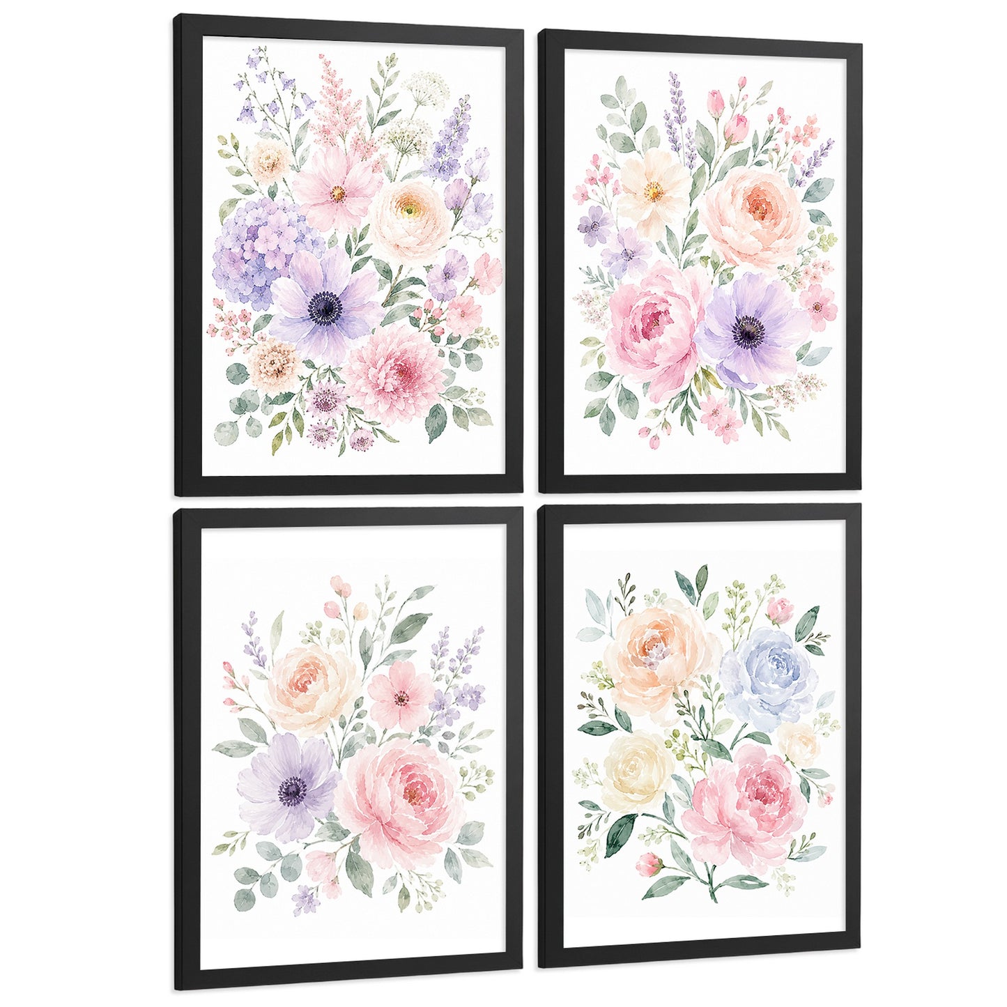 Posters Florales Pastel con Arte Floral Romántico en Acuarela