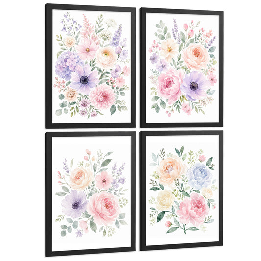 Posters Florales Pastel con Arte Floral Romántico en Acuarela