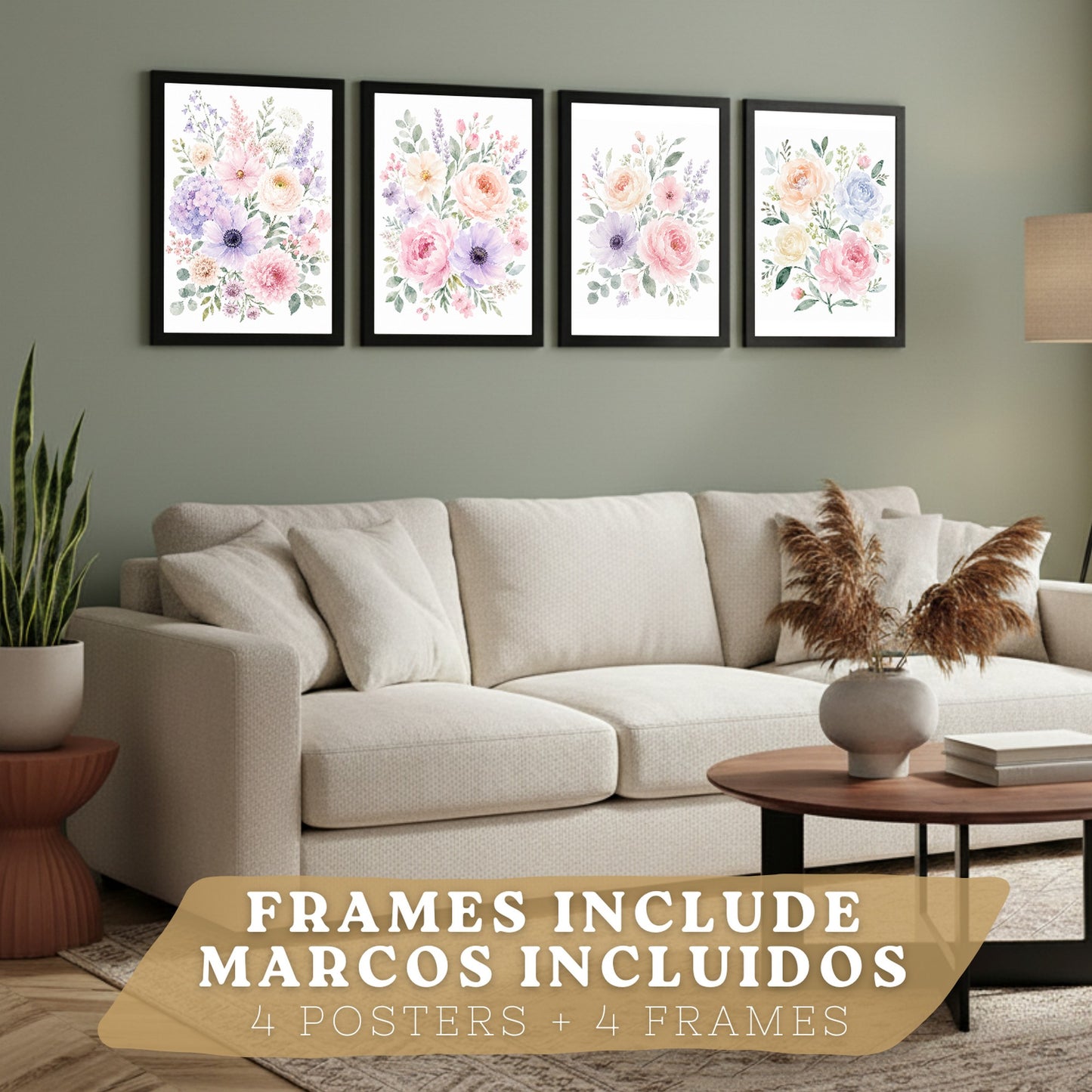 Posters Florales Pastel con Arte Floral Romántico en Acuarela