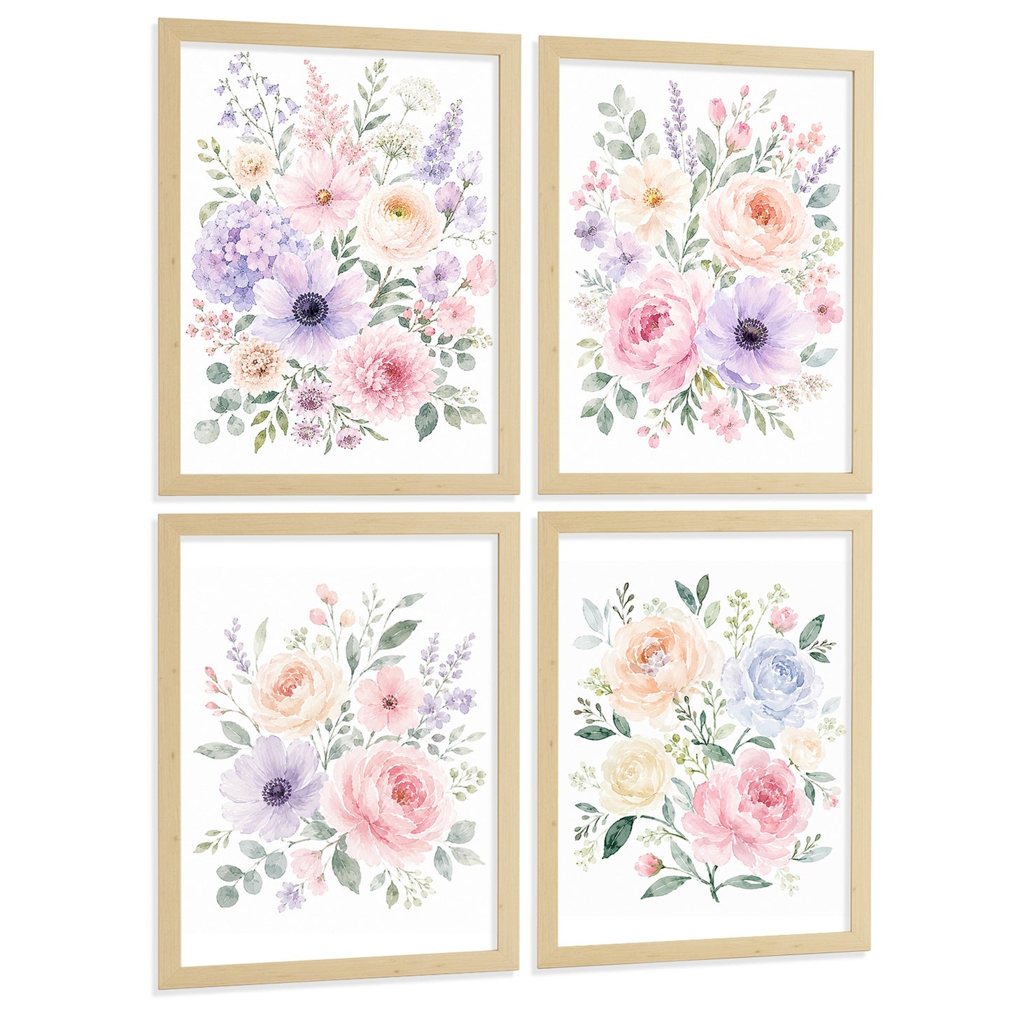 Posters Florales Pastel con Arte Floral Romántico en Acuarela