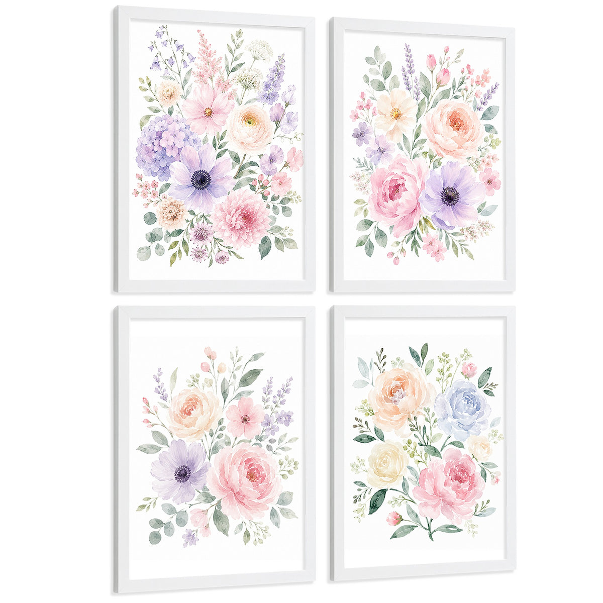 Posters Florales Pastel con Arte Floral Romántico en Acuarela