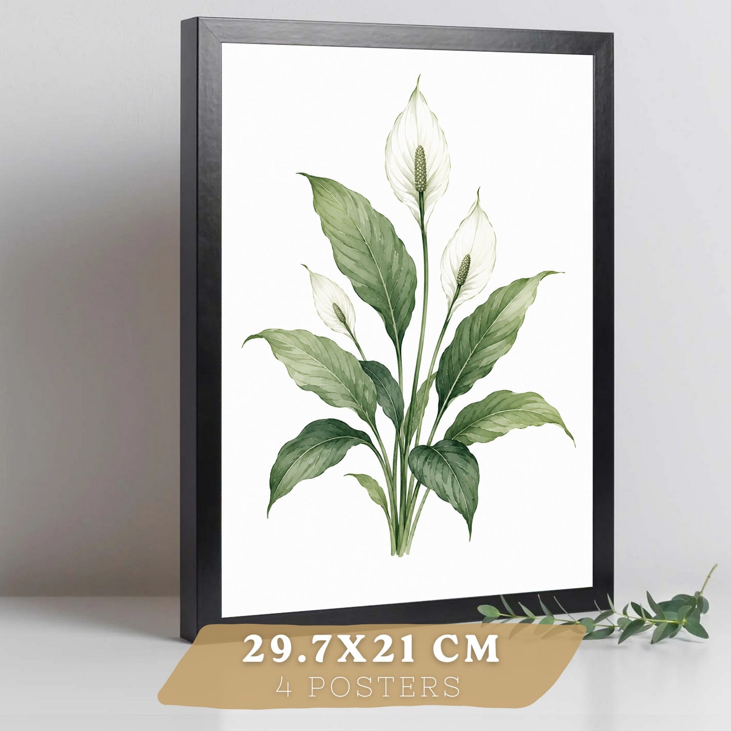 Posters Tropicales con Monstera, Sansevieria y Lirio de la Paz