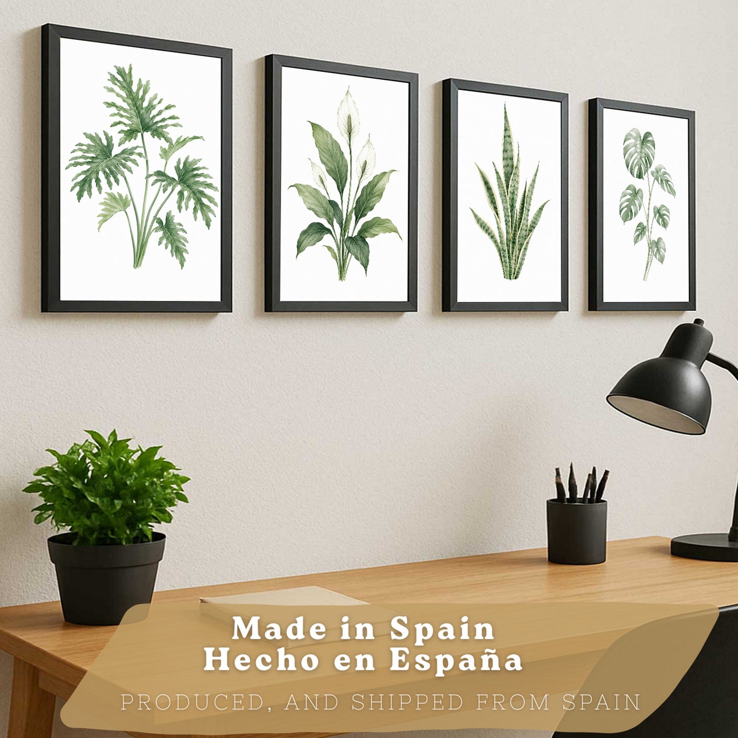 Posters Tropicales con Monstera, Sansevieria y Lirio de la Paz