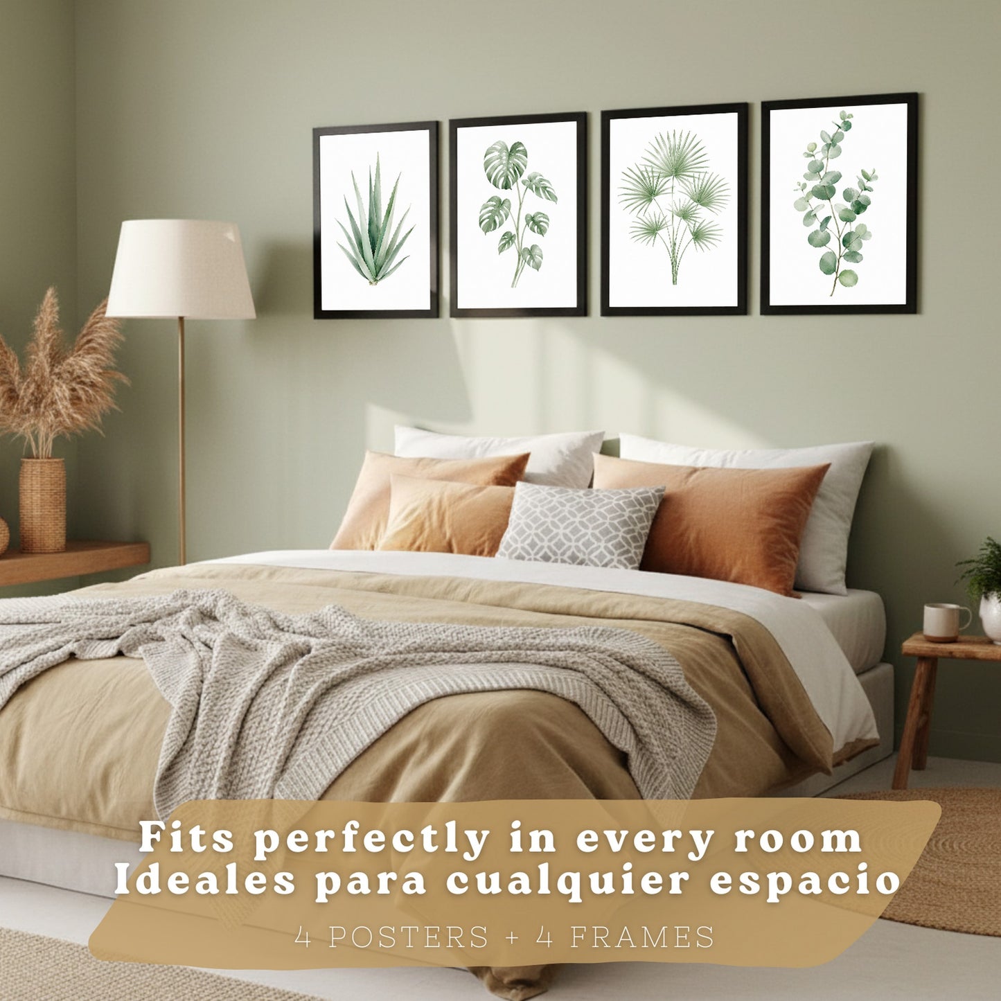 Posters Tropicales con Eucalipto, Monstera y Arte de Hojas de Palma