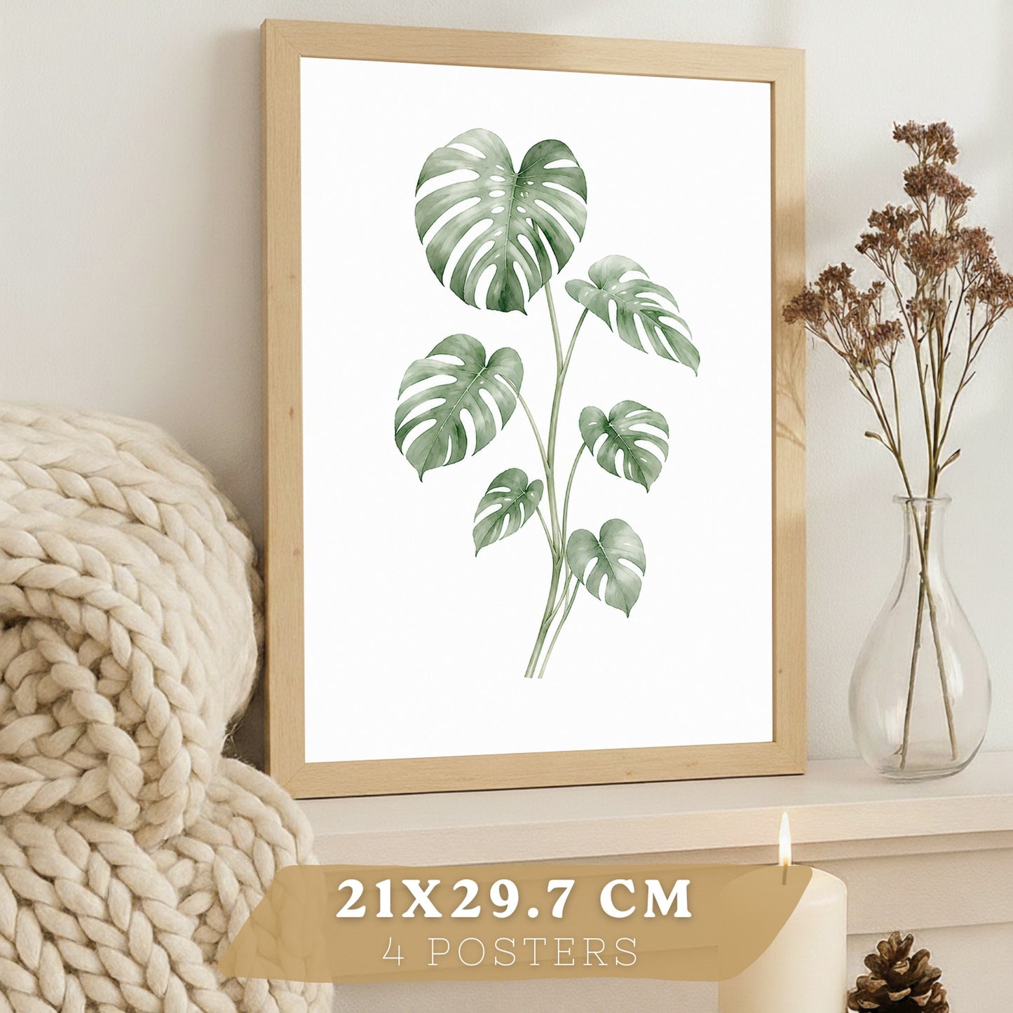 Posters Tropicales con Eucalipto, Monstera y Arte de Hojas de Palma