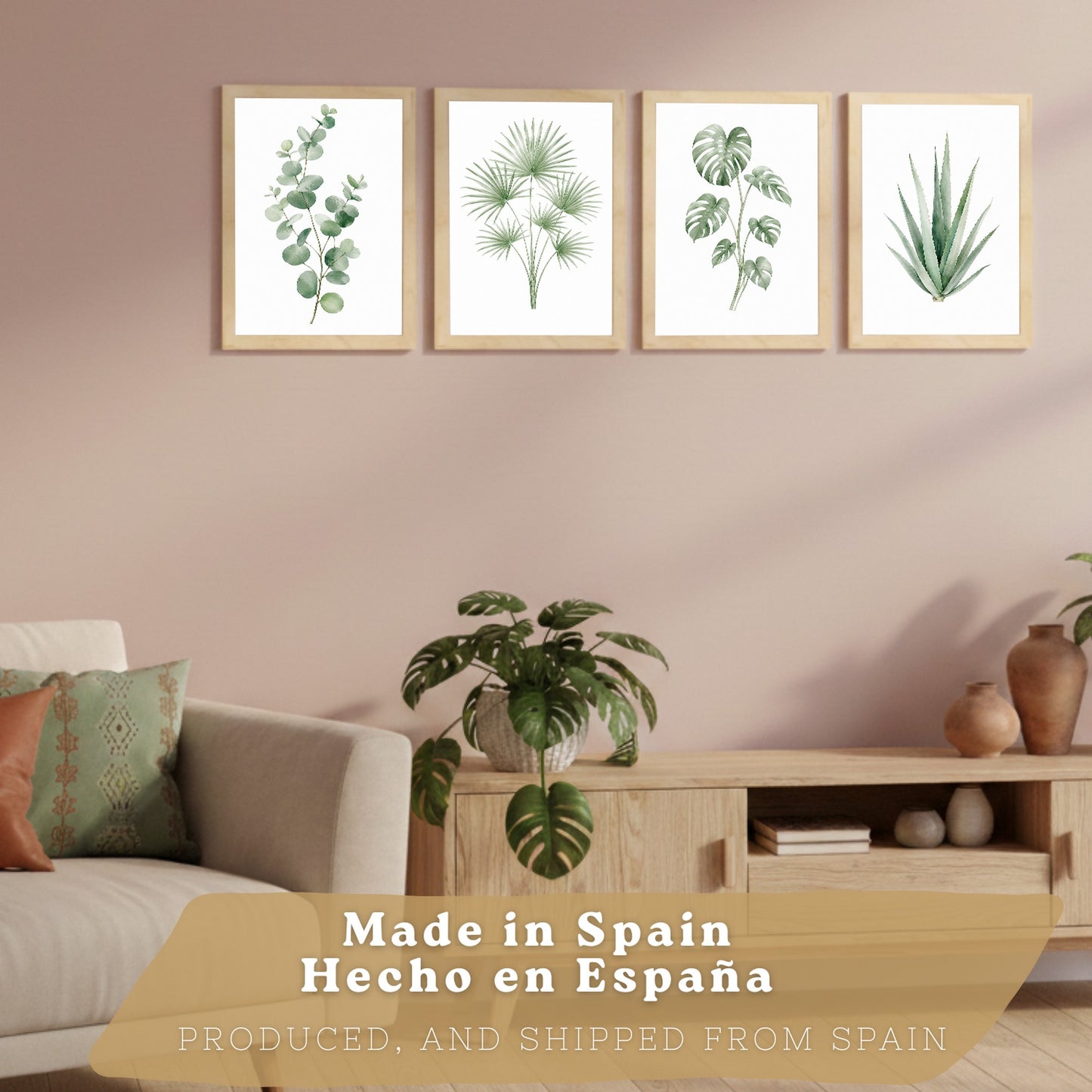 Posters Tropicales con Eucalipto, Monstera y Arte de Hojas de Palma