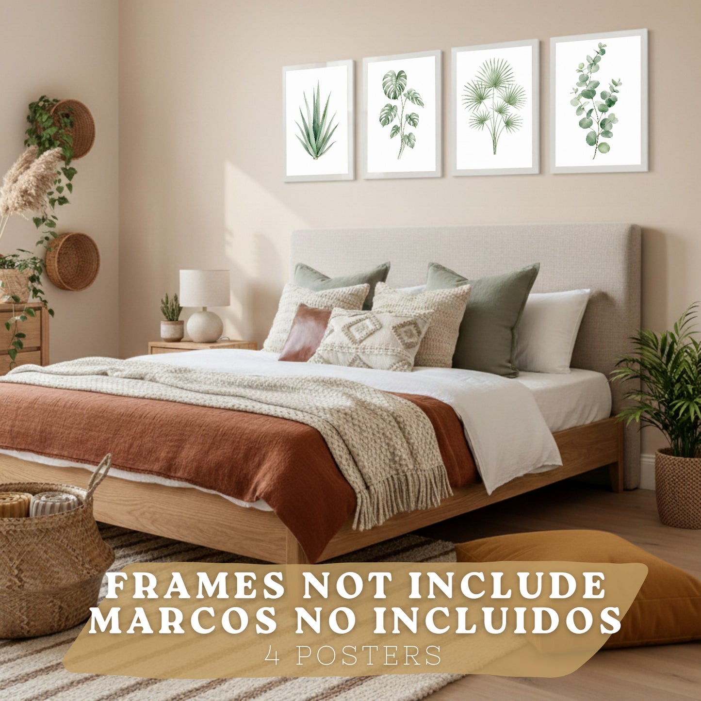 Posters Tropicales con Eucalipto, Monstera y Arte de Hojas de Palma