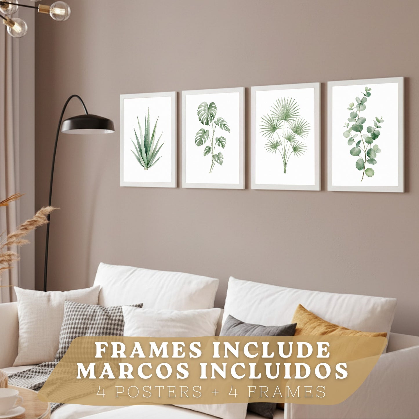 Posters Tropicales con Eucalipto, Monstera y Arte de Hojas de Palma