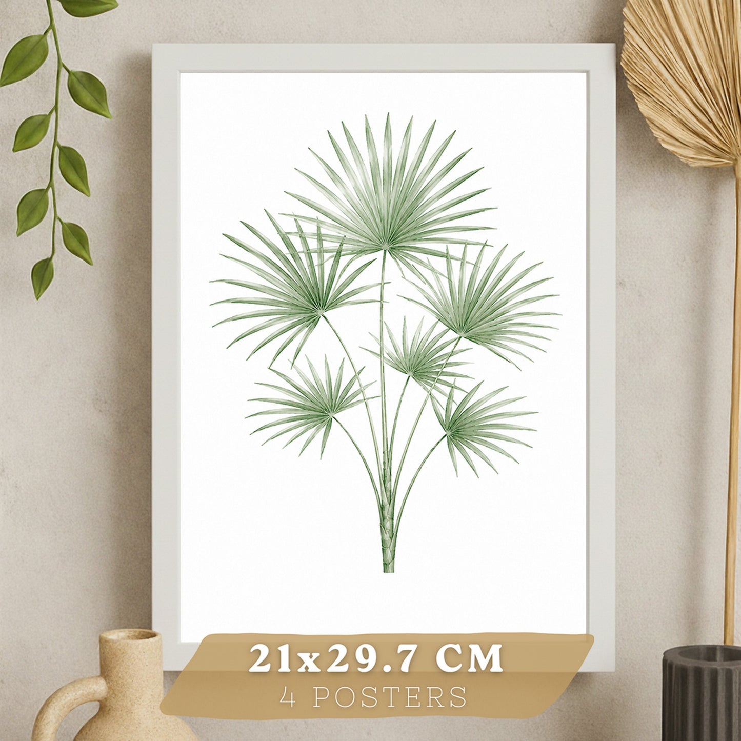 Posters Tropicales con Eucalipto, Monstera y Arte de Hojas de Palma