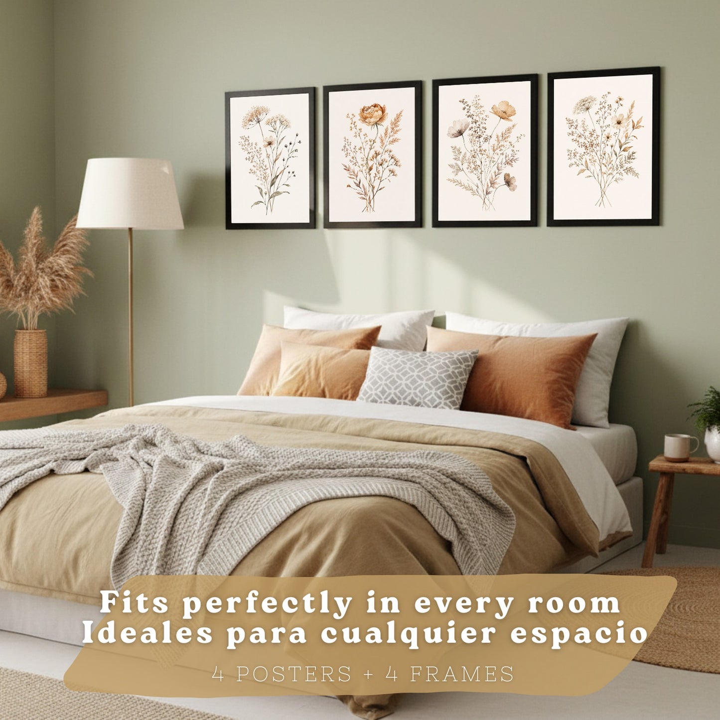 Posters de Flores Silvestres Neutras con Acuarela Botánica Beige