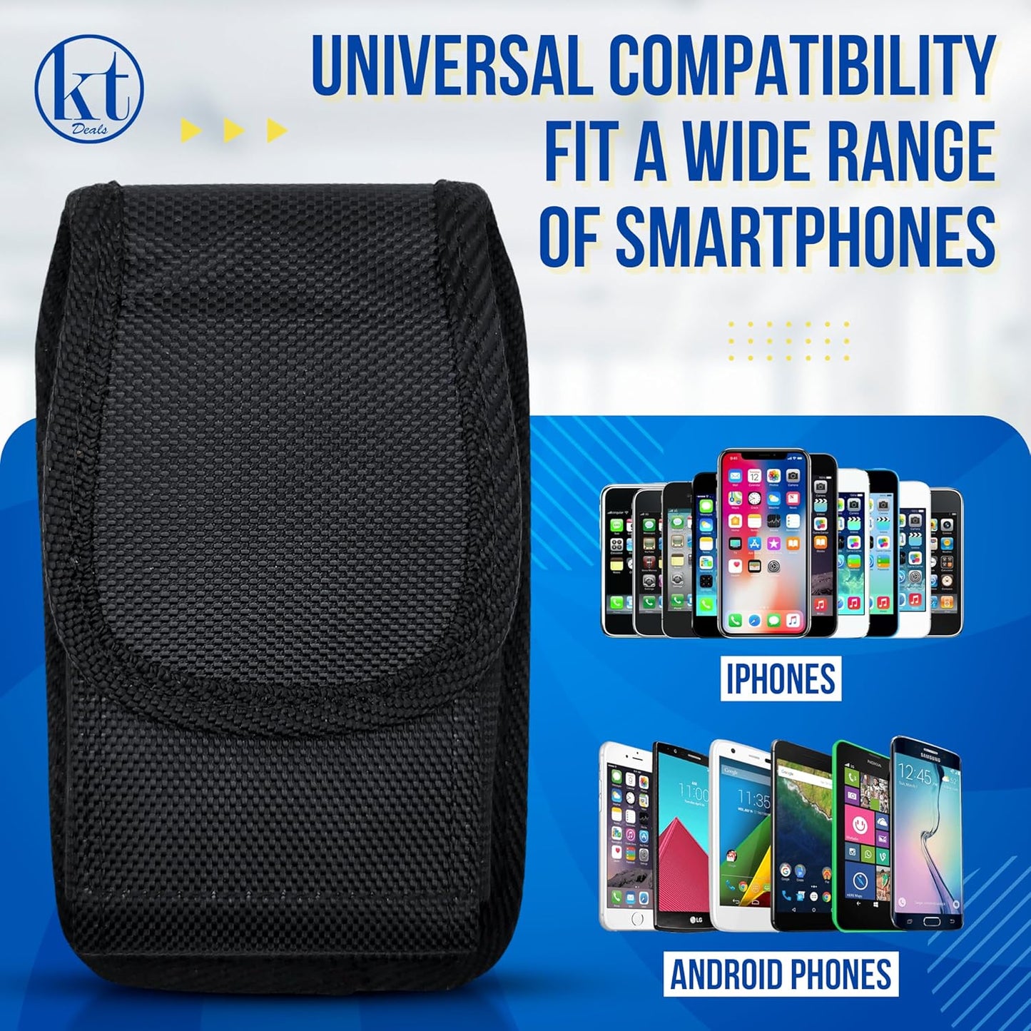 Funda universal para teléfono celular, funda de nailon para cinturón de teléfono con clip para la mayoría de teléfonos inteligentes para iPhone, Samsung y más