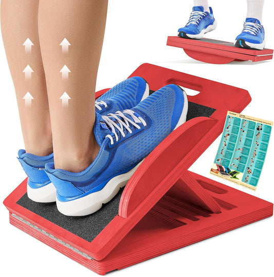 Tabla inclinada y de equilibrio 2 en 1: estirador de pantorrillas y tabla oscilante para estiramientos, sentadillas y entrenamiento de equilibrio y estabilidad