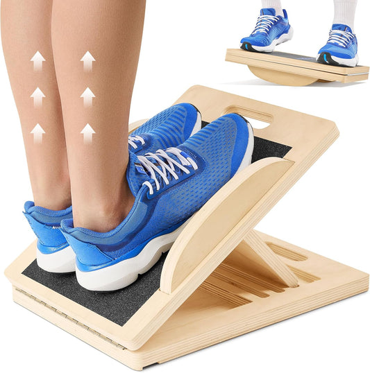 Tabla inclinada y de equilibrio 2 en 1: estirador de pantorrillas y tabla oscilante para estiramientos, sentadillas y entrenamiento de equilibrio y estabilidad