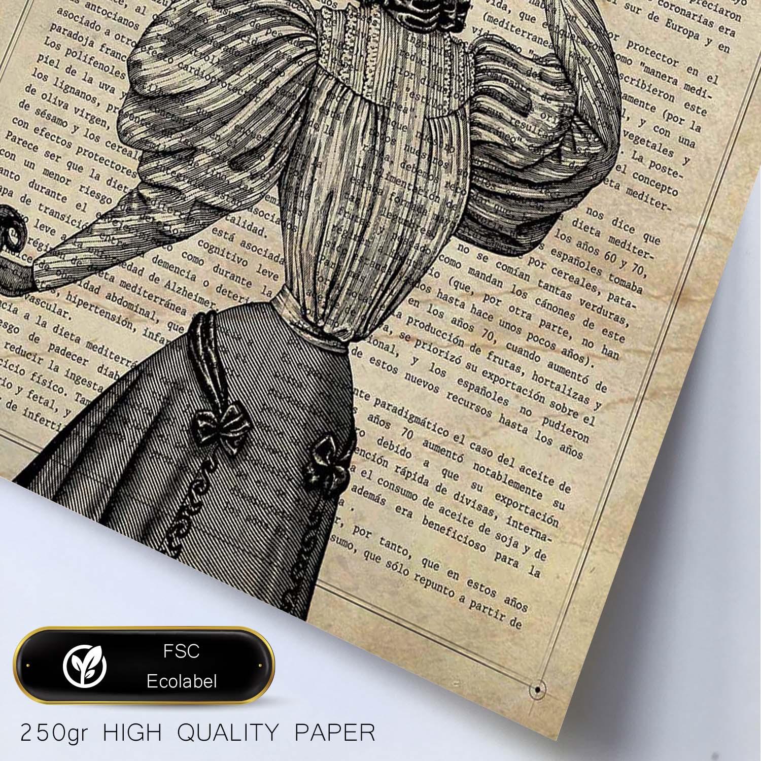 Poster de verduras humanas. Lámina Miss Coliflor. Cuadros de humanos con cabezas de verdura.-Artwork-Nacnic-Nacnic Estudio SL
