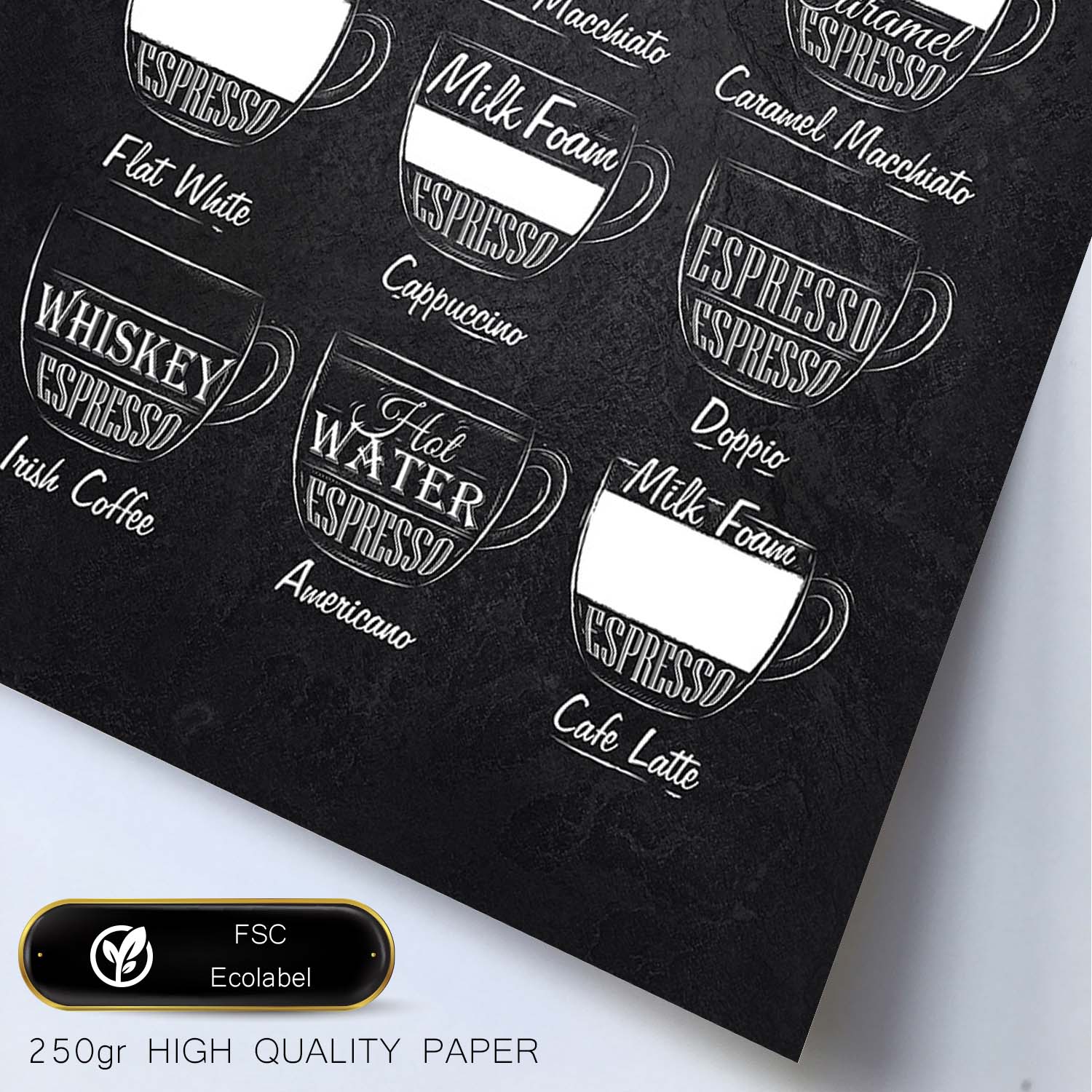 Láminas de café. Poster con diseño Café fondo negro.-Artwork-Nacnic-Nacnic Estudio SL