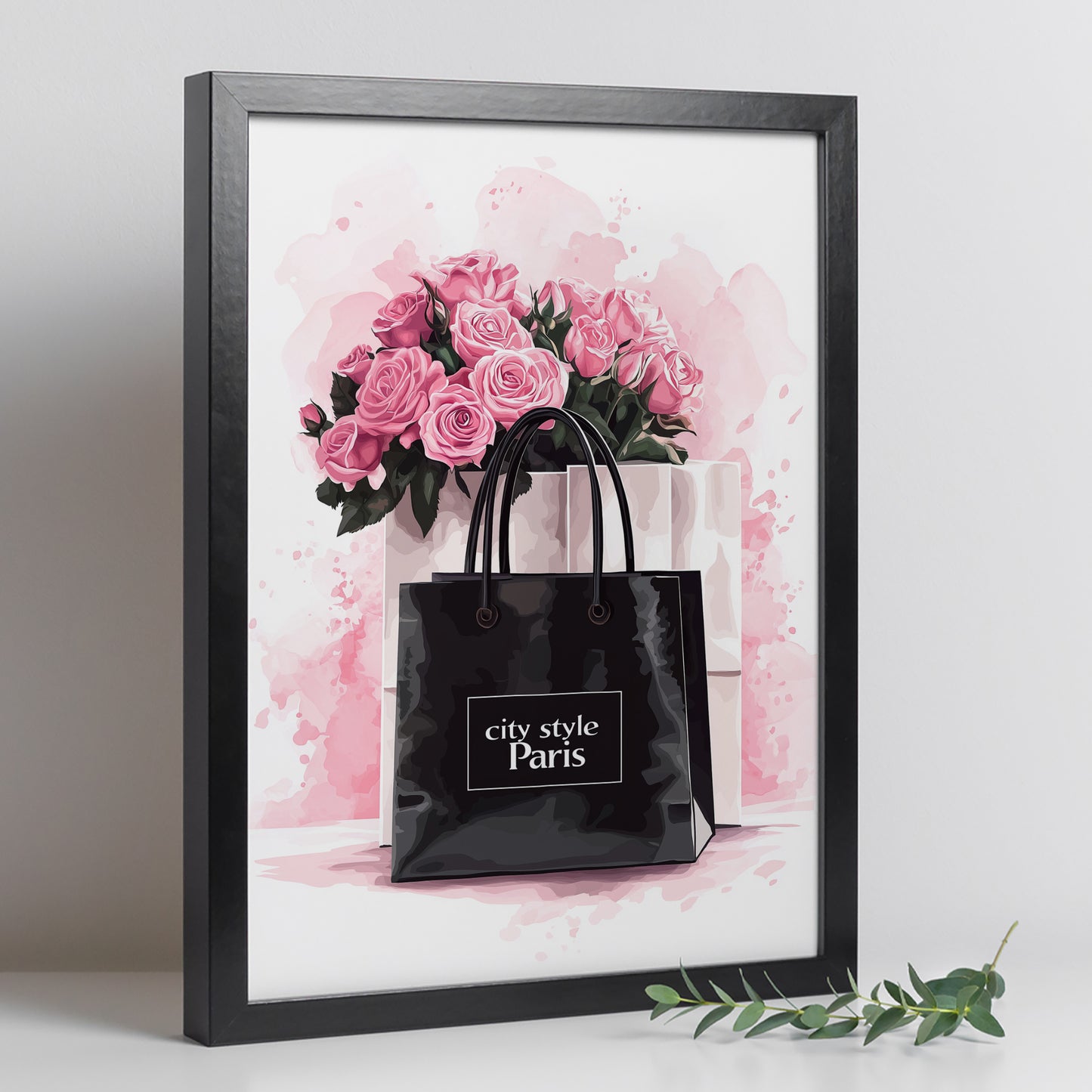 Set de 4 Pósteres de Maquillaje y Cosmética Impresión Belleza Flores, Bolso, Perfume, Lápiz Labial ilustración para decorar las paredes del Inodoro, Tocador, Baño, Vestidor, Salón