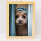 Set de 2 Cuadros Coloridos de Perro en la Ducha, Ilustración de Baño de Cachorros en Estilo Fotográfico, Lindos Animales para Decorar, Arte de Pared para Inodoro, Ducha, Baño, WC