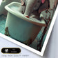 Set de 3 Cuadros de Bebé Elefante Bañandose con Lindos Animales Coloridos, Ilustración para Decorar, Wallart para Inodoro, Ducha, Baño, Aseo, WC