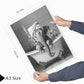 Set de 2 Cuadros Elefante en la Bañera con Simpáticos Animales en Blanco y Negro Ilustración impresa para decorar las paredes del Inodoro, Ducha, Cuarto de baño, Aseo, WC