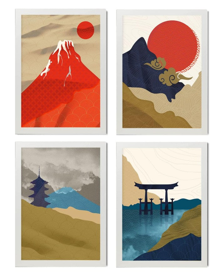 Nacnic Set of 4 Japanese Shrines.