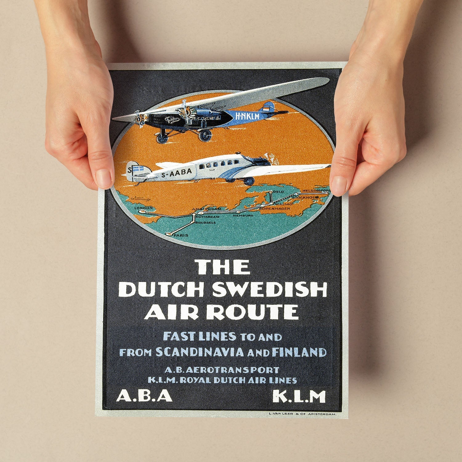 ABA_Advertisment_leaflet_about_The_Dutch_Swedish_Air_Route_by_ABA_and_KLM-Artwork-Nacnic-Nacnic Estudio SL