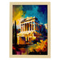 Acrópolis Nacnic Atenas Atenas Grecia Cepillo de pintura al óleo Choques C. Estampados de arte de pared estético para el diseño de dormitorio o sala de estar.-Artwork-Nacnic-A4-Marco Madera clara-Nacnic Estudio SL