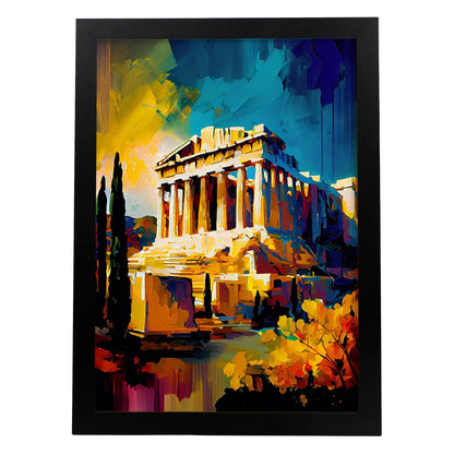 Acrópolis Nacnic Atenas Atenas Grecia Cepillo de pintura al óleo Choques C. Estampados de arte de pared estético para el diseño de dormitorio o sala de estar.-Artwork-Nacnic-A4-Sin marco-Nacnic Estudio SL