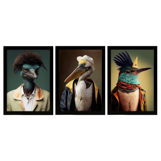 Animal humano nacnico EMU Hummingbird Pelican. Estampados de arte de pared estético para el diseño de dormitorio o sala de estar-Artwork-Nacnic-A4-Sin marco-Nacnic Estudio SL