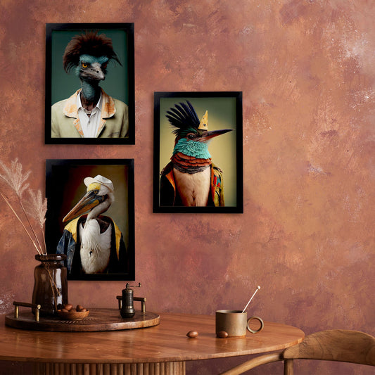 Animal humano nacnico EMU Hummingbird Pelican. Estampados de arte de pared estético para el diseño de dormitorio o sala de estar-Artwork-Nacnic-Nacnic Estudio SL