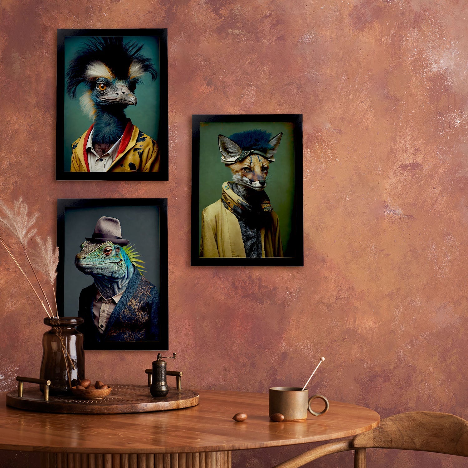 Animal humano nacnico emu zorro iguana. Estampados de arte de pared estético para el diseño de dormitorio o sala de estar-Artwork-Nacnic-Nacnic Estudio SL