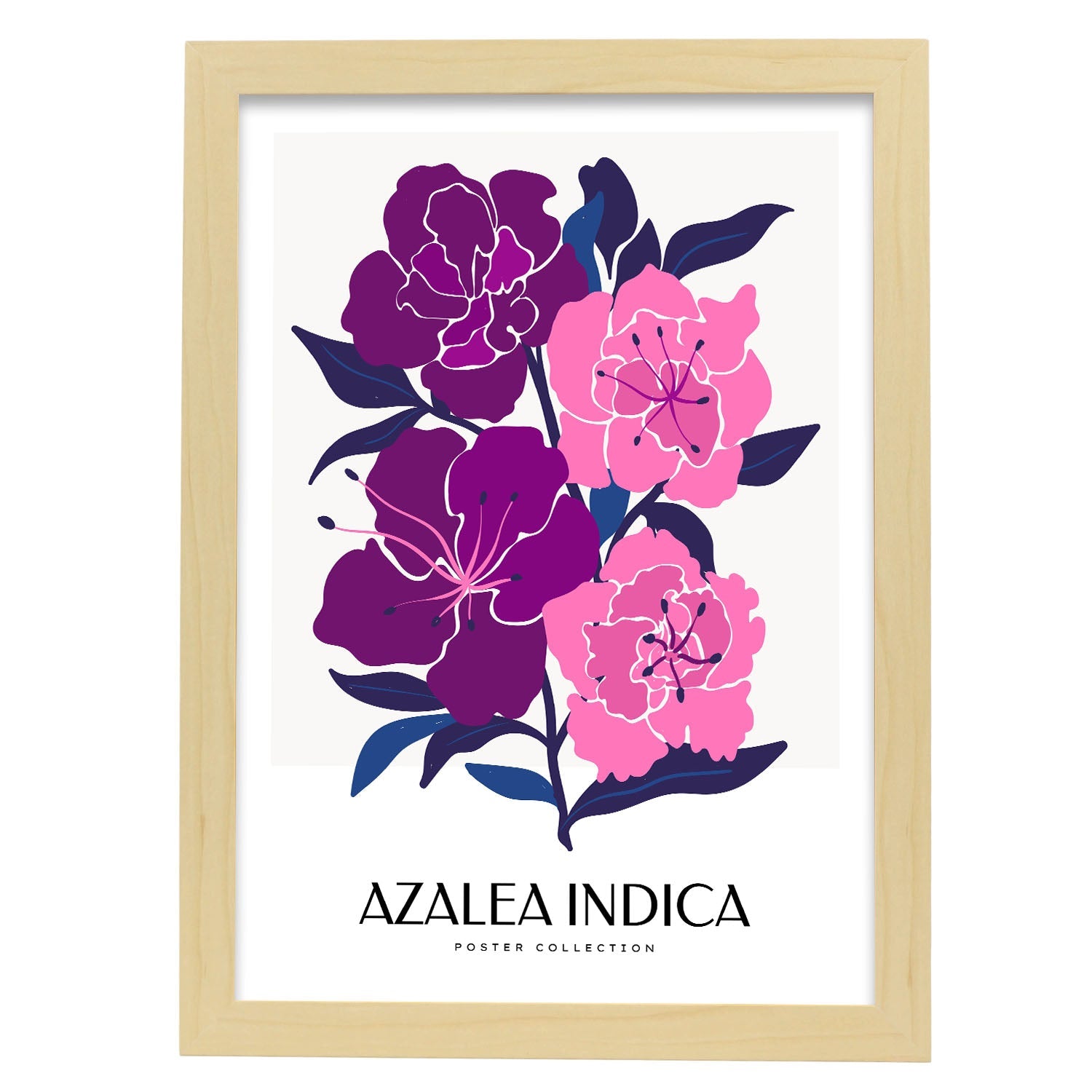 Azalea Indica-Artwork-Nacnic-A3-Marco Madera clara-Nacnic Estudio SL