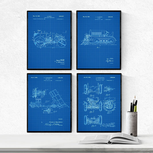 Azul - Pack de 4 Láminas con Patentes de Camiones. Set de Posters con inventos y Patentes Antiguas.-Artwork-Nacnic-Nacnic Estudio SL