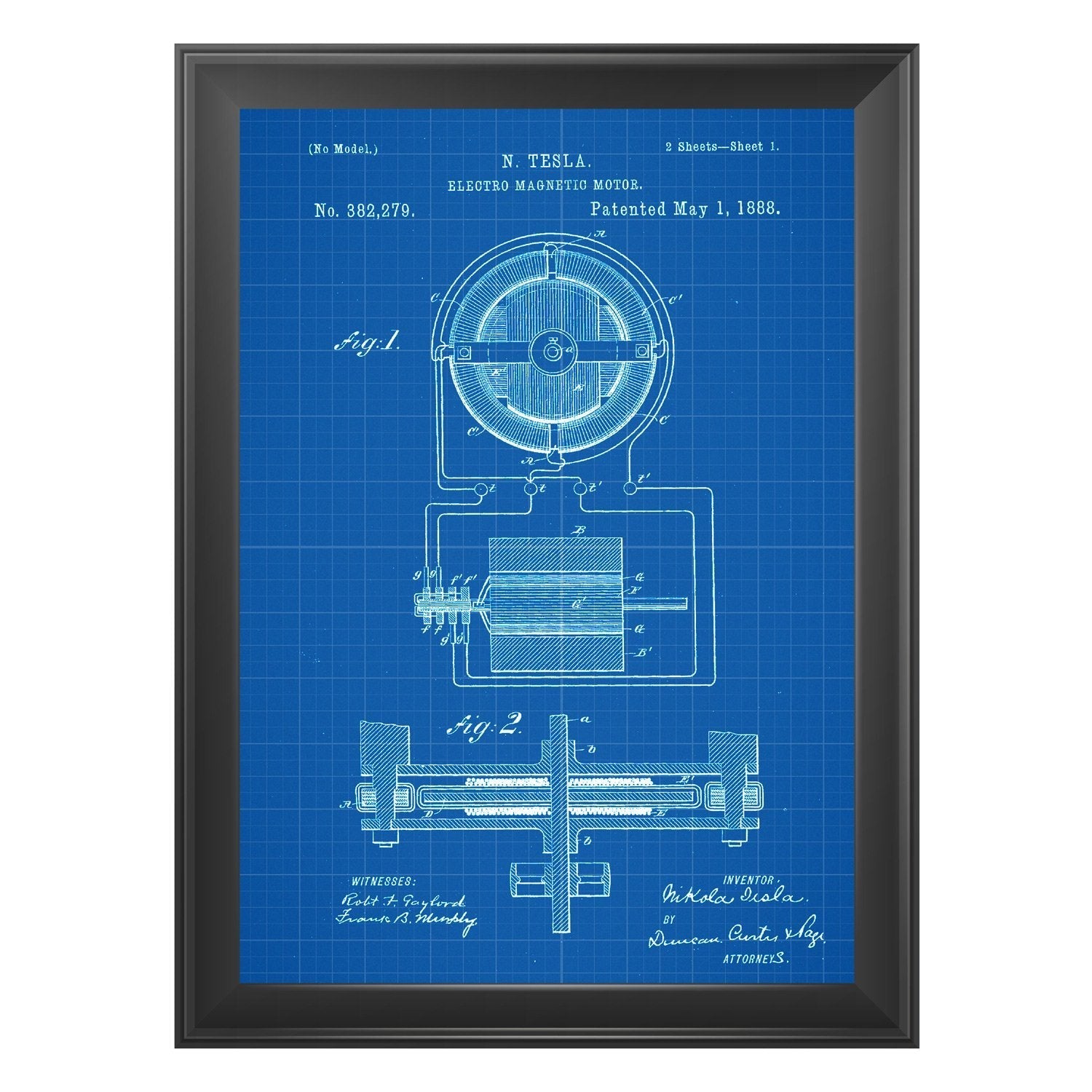Azul - Pack de 4 Láminas con Patentes de Electricidad. Set de Posters con inventos y Patentes Antiguas-Artwork-Nacnic-Nacnic Estudio SL
