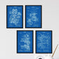 Azul - Pack de 4 Láminas con Patentes de IMPRENTAS. Set de Posters con inventos y Patentes Antiguas.-Artwork-Nacnic-Nacnic Estudio SL