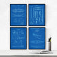 Azul - Pack de 4 Láminas con Patentes de Kayak. Set de Posters con inventos y Patentes Antiguas.-Artwork-Nacnic-Nacnic Estudio SL