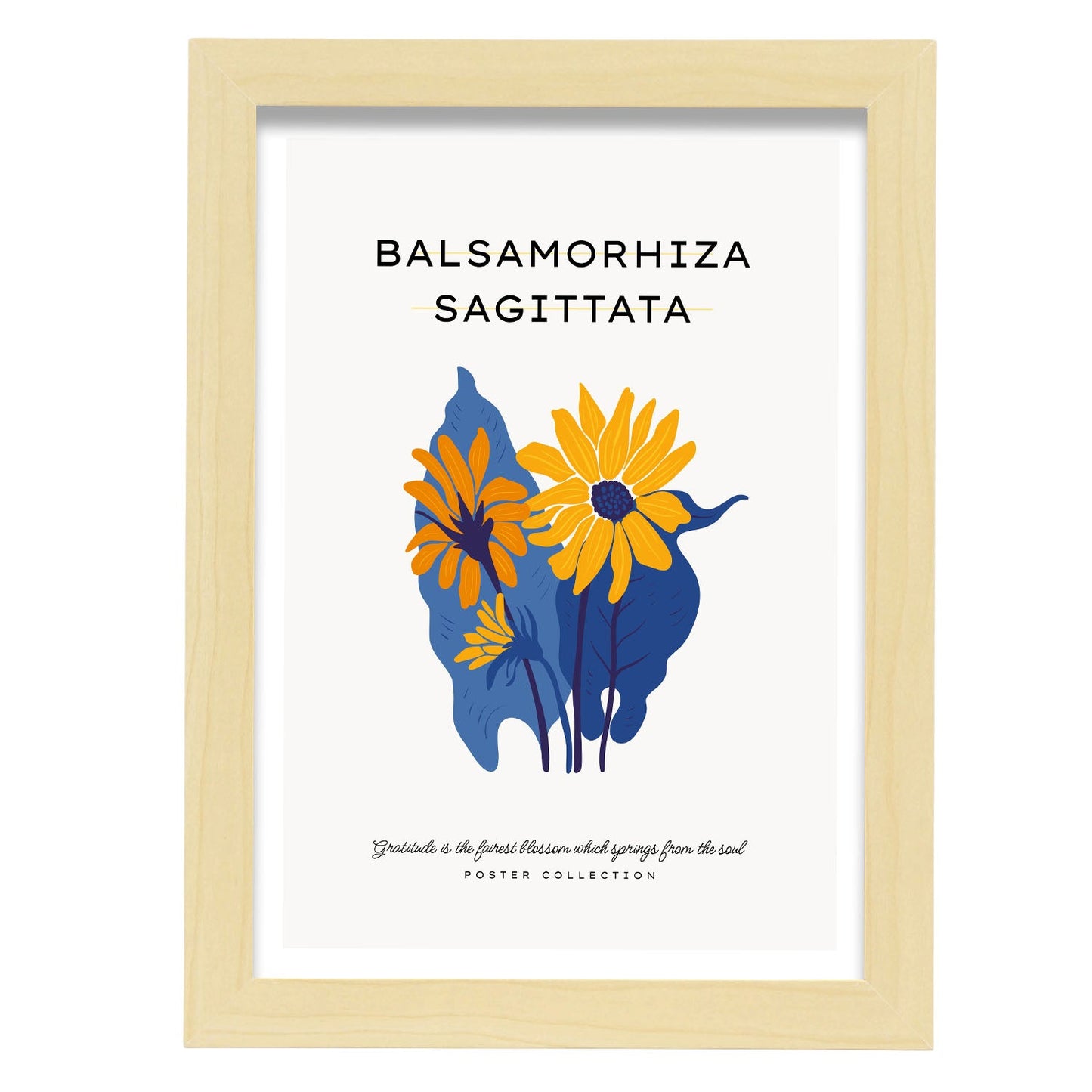 Balsamorhiza Sagittata-Artwork-Nacnic-A4-Marco Madera clara-Nacnic Estudio SL