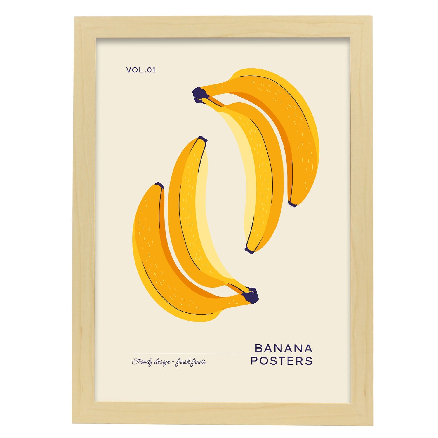 Banana Vertical Reflect-Artwork-Nacnic-A3-Marco Madera clara-Nacnic Estudio SL