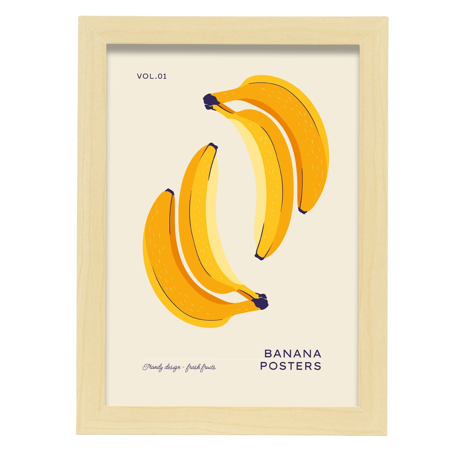 Banana Vertical Reflect-Artwork-Nacnic-A4-Marco Madera clara-Nacnic Estudio SL