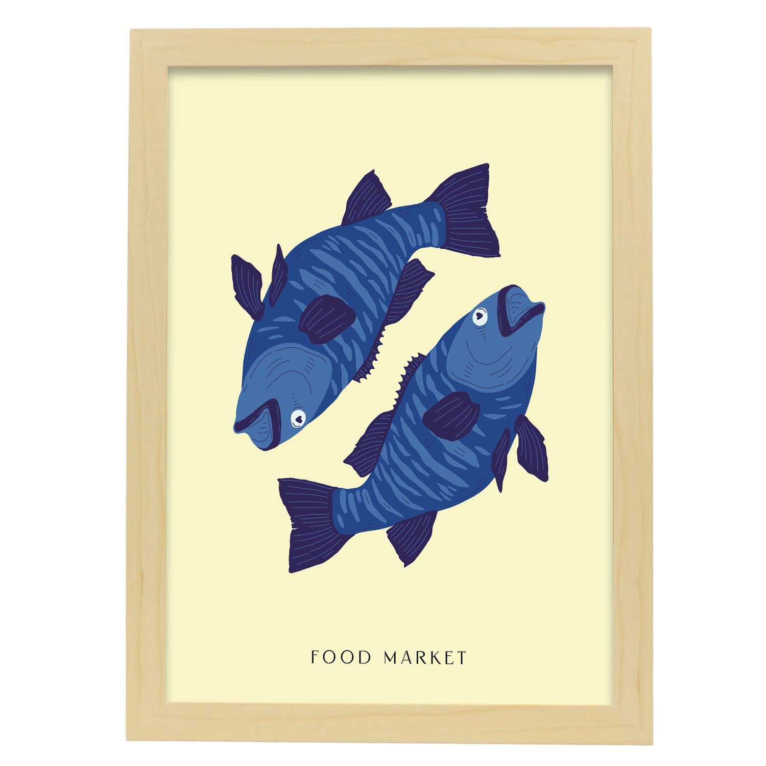 Bass Fish-Artwork-Nacnic-A3-Marco Madera clara-Nacnic Estudio SL