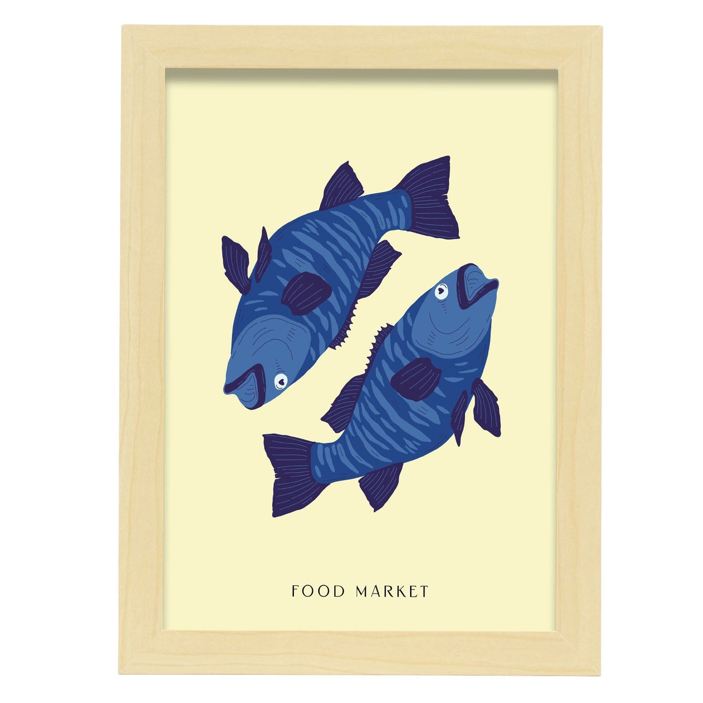 Bass Fish-Artwork-Nacnic-A4-Marco Madera clara-Nacnic Estudio SL