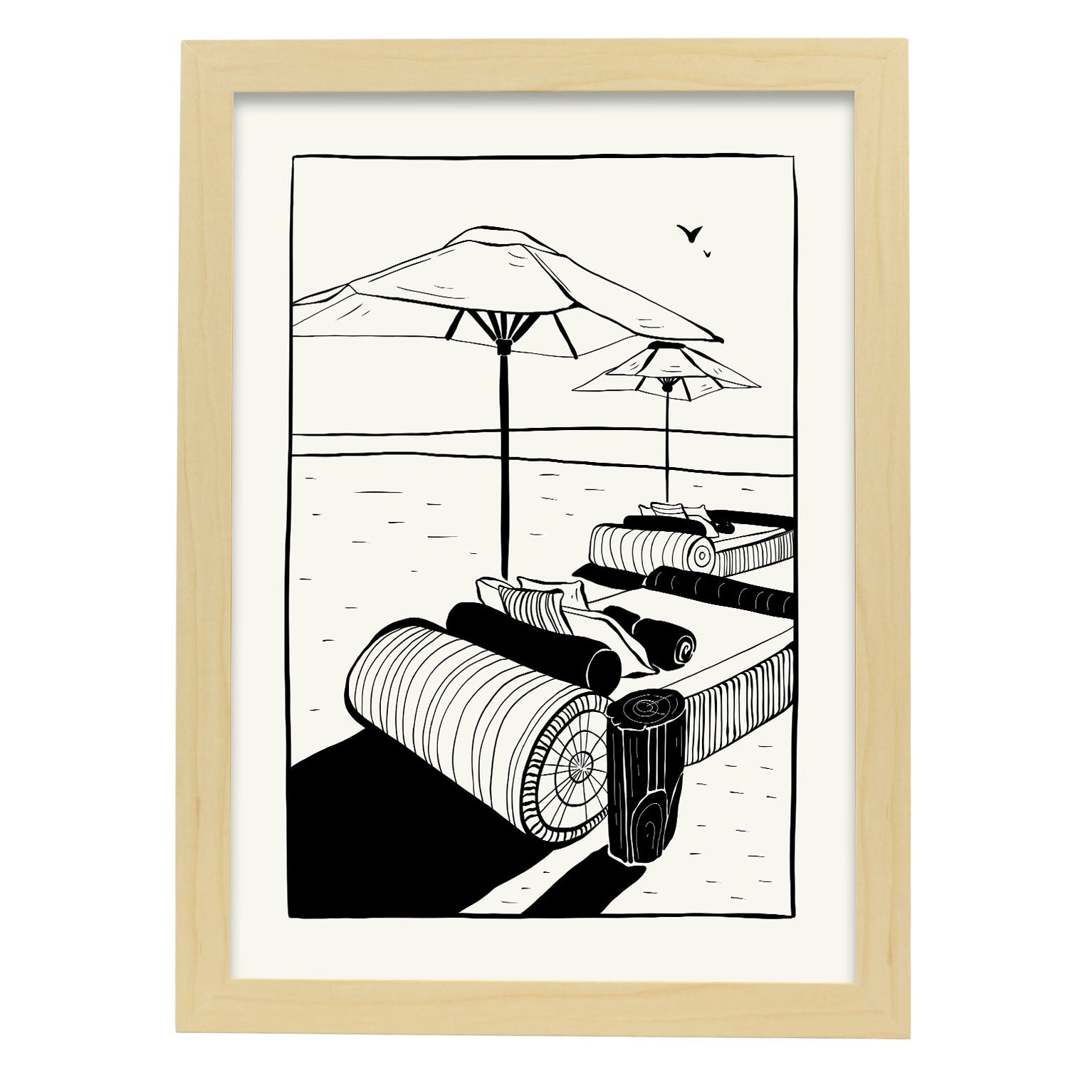 Beachside Umbrella-Artwork-Nacnic-A3-Marco Madera clara-Nacnic Estudio SL