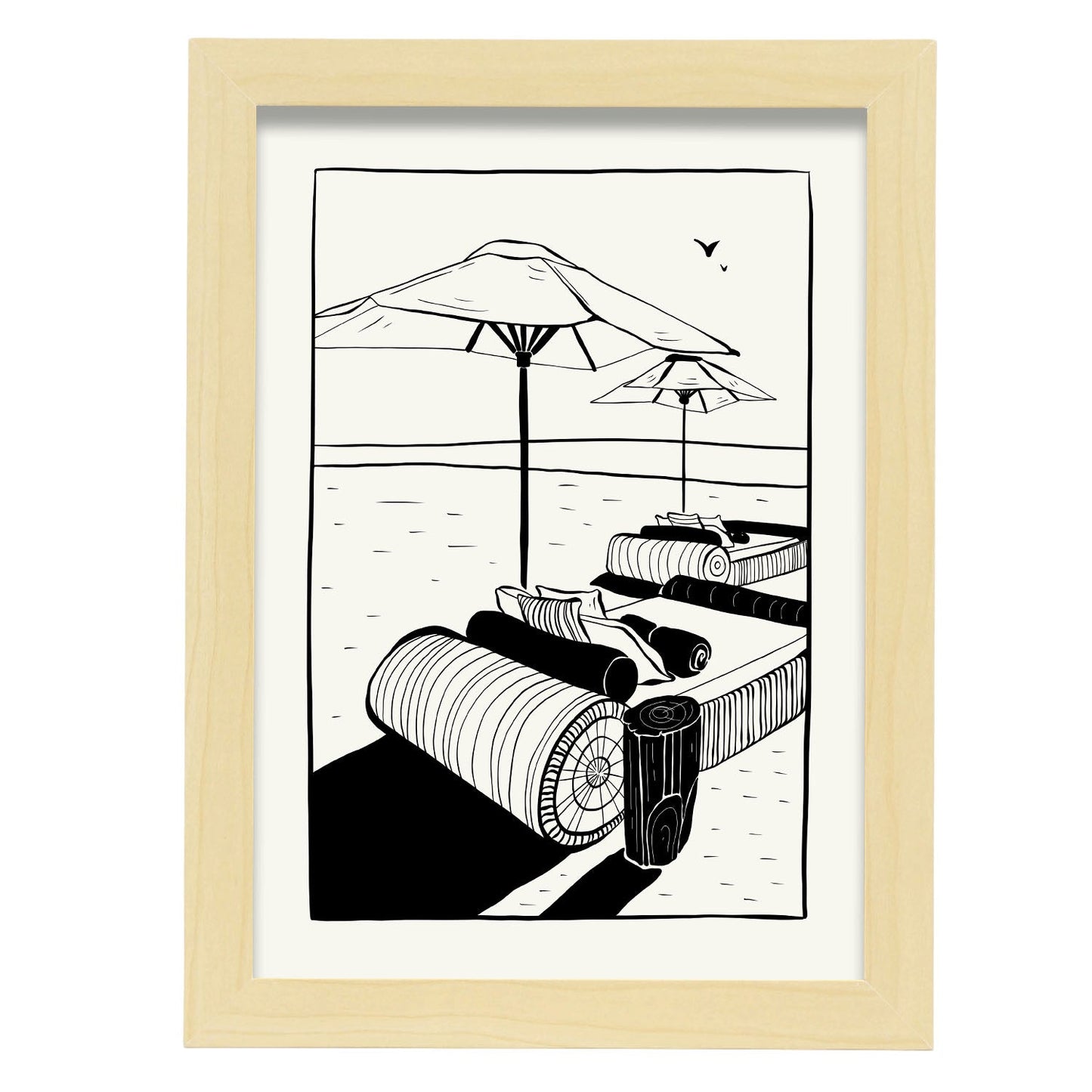 Beachside Umbrella-Artwork-Nacnic-A4-Marco Madera clara-Nacnic Estudio SL