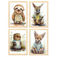 Beaver nacnico Kackal Sloth Wallaby Animales. Estampados de arte de pared estético para el diseño de dormitorio o sala de estar-Artwork-Nacnic-A4-Marco Madera clara-Nacnic Estudio SL