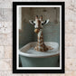 Set de 3 Cuadros Divertidos Animales en la Bañera, Simpático Elefante, Jirafa, Llama Póster con ilustración impresa en estilo fotográfico para decorar las paredes del Inodoro, Ducha, Cuarto de baño, WC