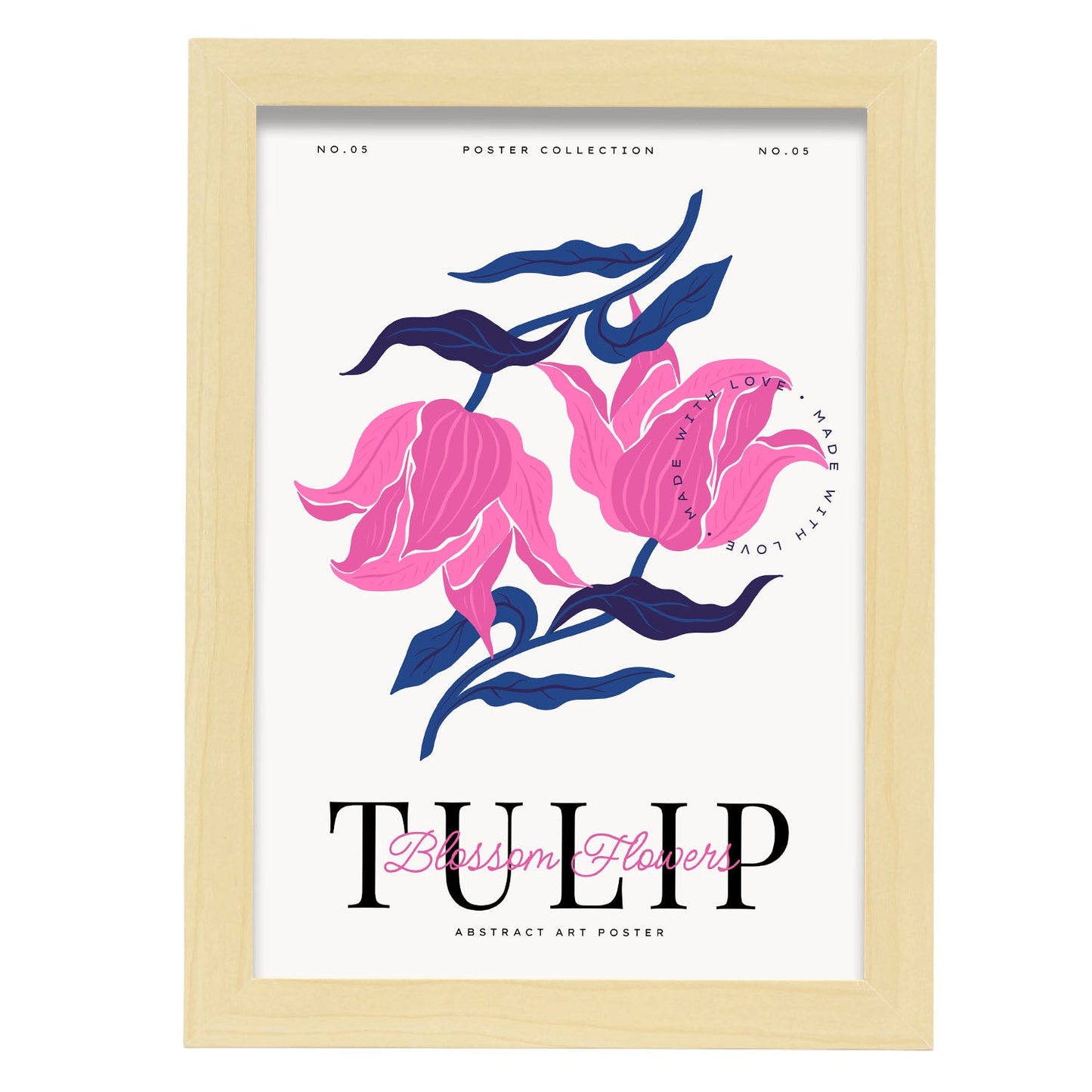 Blossom Flowers Tulip-Artwork-Nacnic-A4-Marco Madera clara-Nacnic Estudio SL