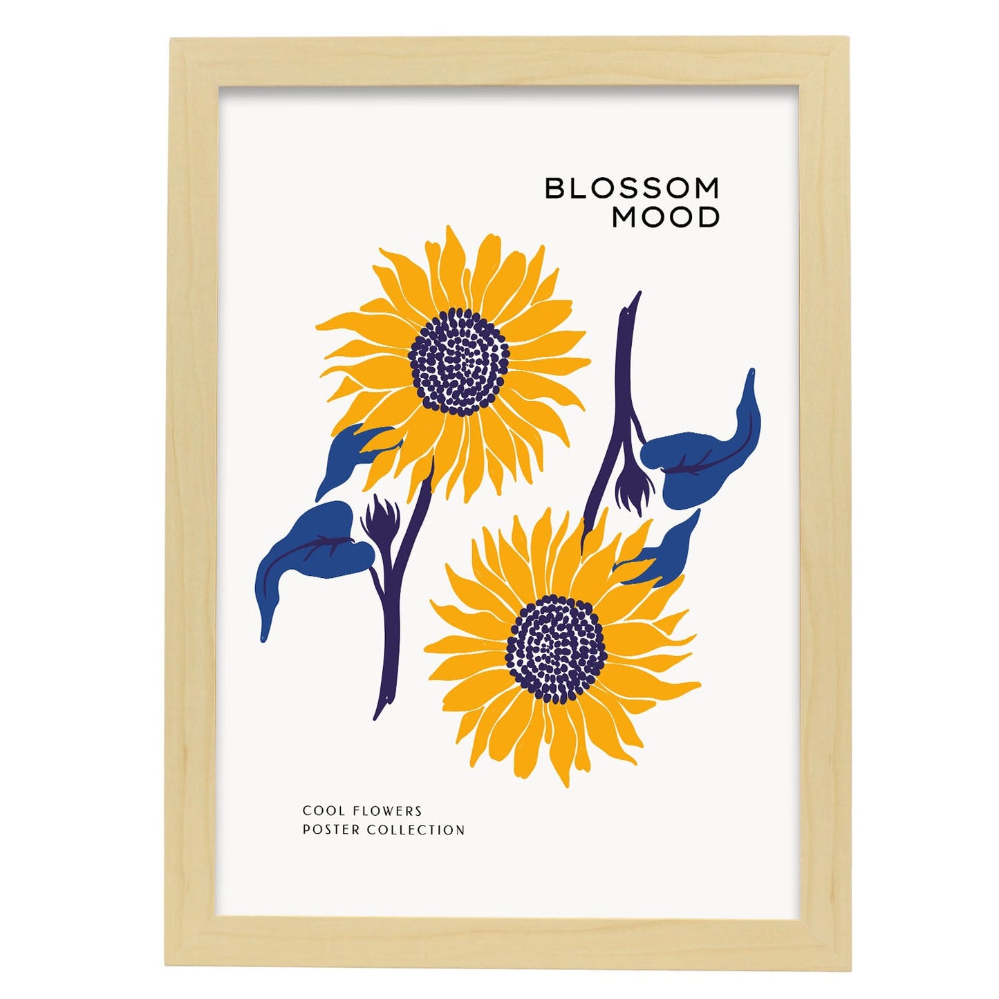 Blossom Mood Sunflower-Artwork-Nacnic-A3-Marco Madera clara-Nacnic Estudio SL