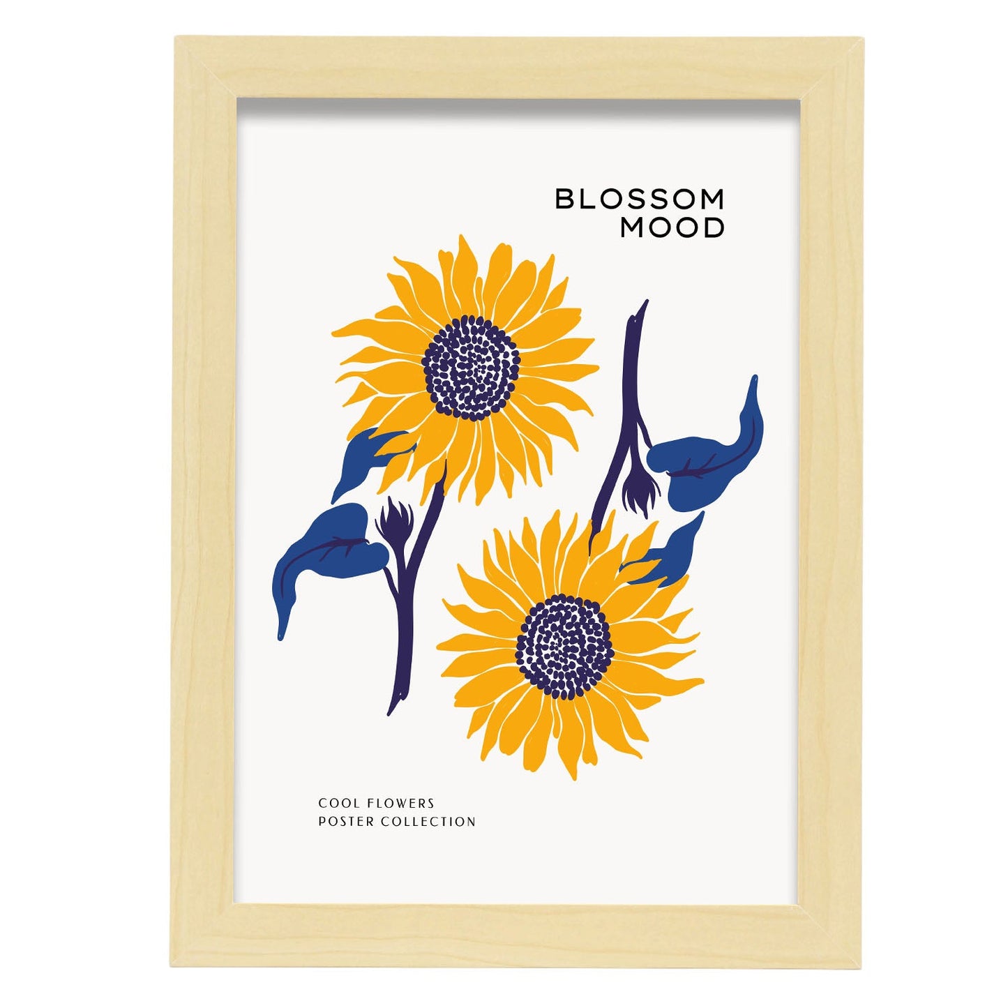 Blossom Mood Sunflower-Artwork-Nacnic-A4-Marco Madera clara-Nacnic Estudio SL
