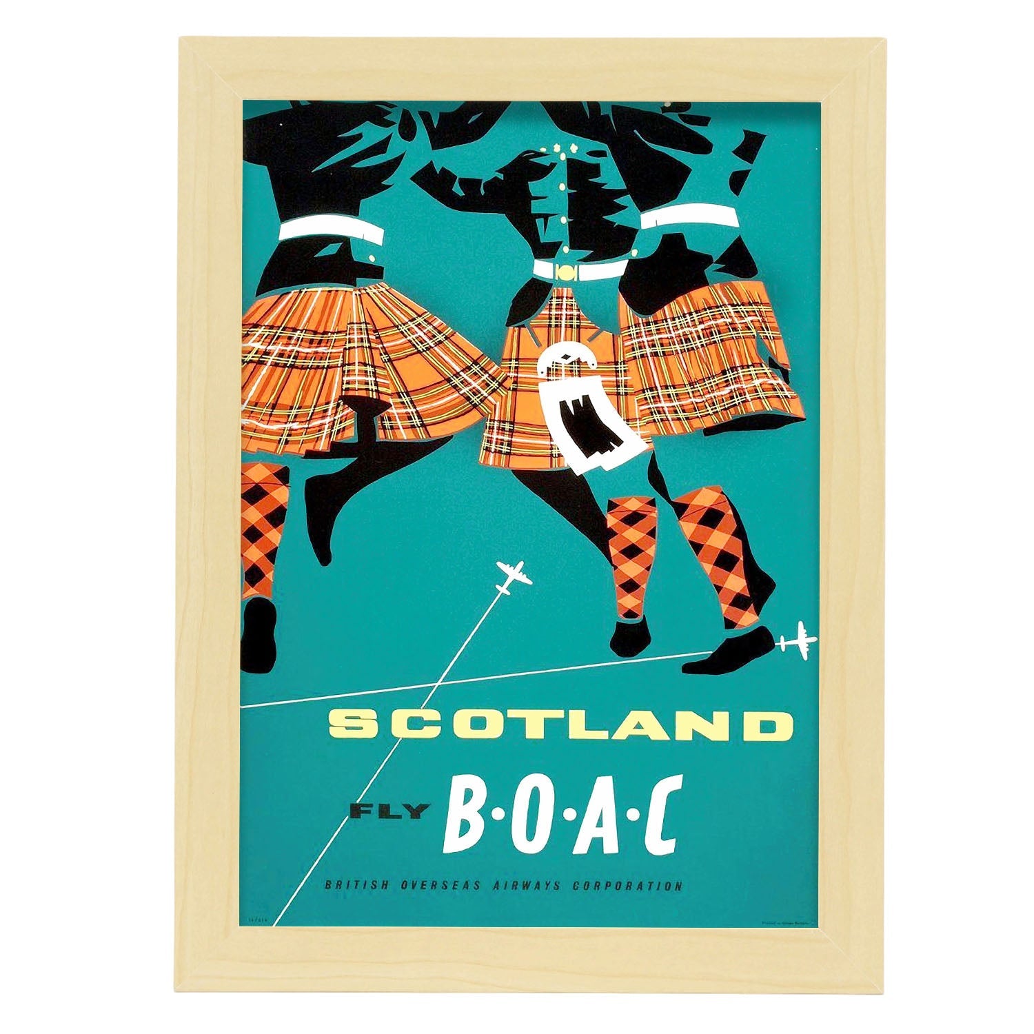 BOAC-Scotland-Airline-Poster-Artwork-Nacnic-A4-Marco Madera clara-Nacnic Estudio SL