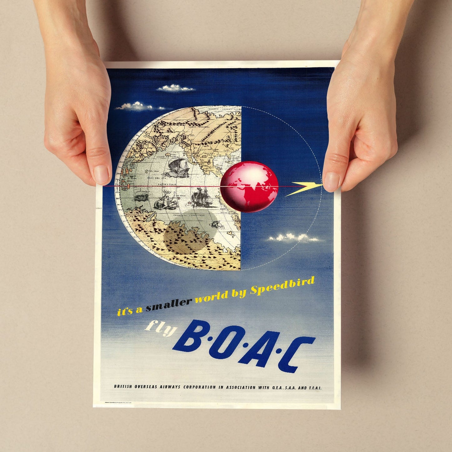 BOAC-vintage-airline-poster-map-Artwork-Nacnic-Nacnic Estudio SL